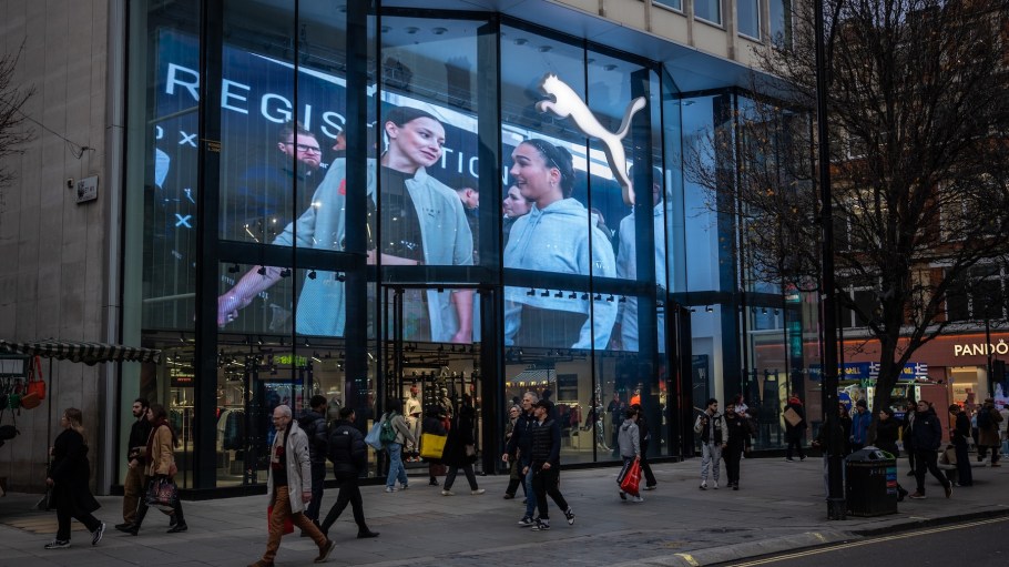 LONDON, ENGLAND - DECEMBER 9: People pass a Puma store on December 9, 2025 in London, England. Chinese firm, Anta Sports is exploring a potential bid for the German sportswear group Puma, hiring an advisor to evaluate the deal. (Photo by Carl Court/Getty Images)