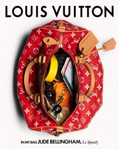 Inside Jude Bellingham's Louis Vuitton Speedy P9 bag.