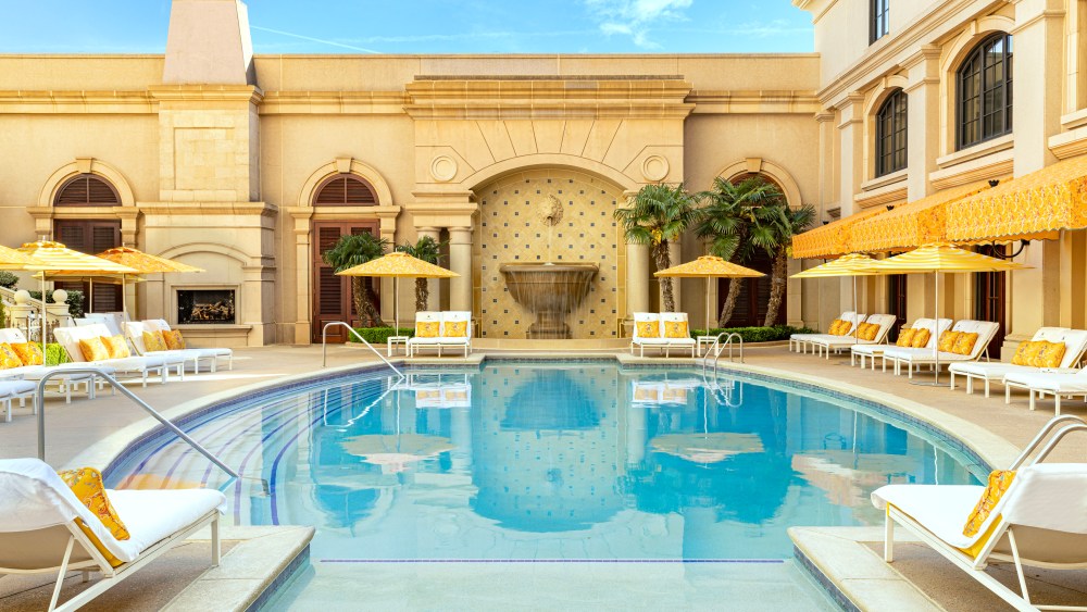 A view of The St. Regis Atlanta's Pool Piazza featuring custom Etro fabric.