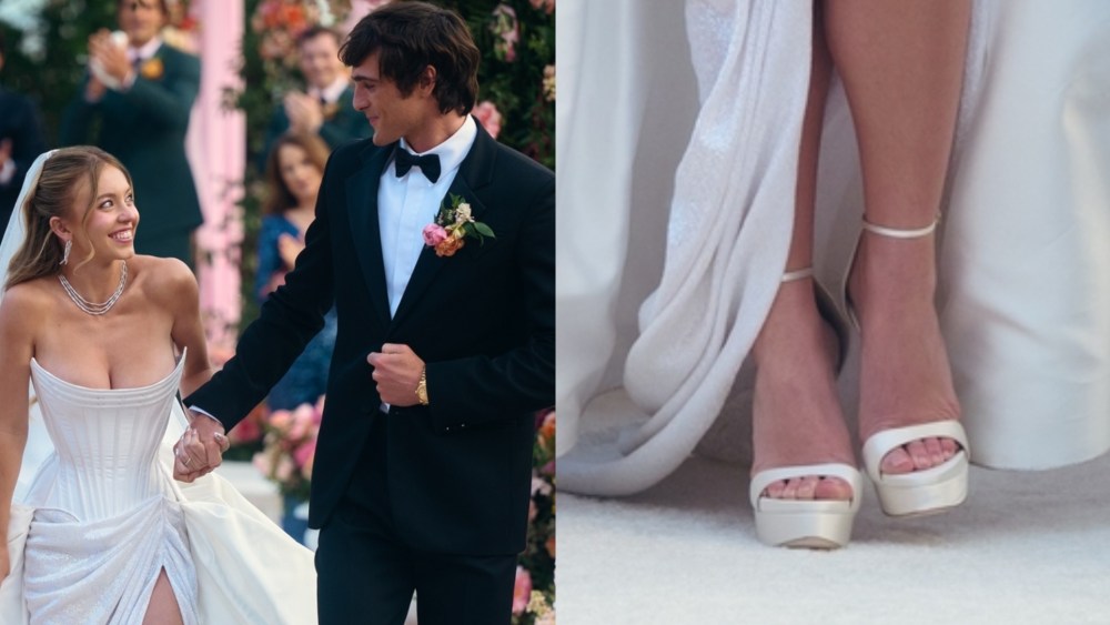 The shoes Cassie Howard wore to her wedding in 'Euphoria' Season Three, episode three.