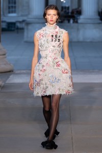Model on the runway on the runway at the Erdem fashion show as part of Spring/Summer 2026 London Fashion Week on September 21, 2025 in London, England.