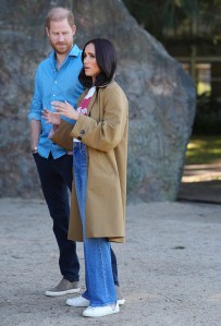 MELBOURNE, AUSTRALIA - APRIL 16: Meghan, Duchess of Sussex, and Prince Harry, Duke of Sussex take part in the Scar Tree Walk on day three of the royal trip on April 16, 2026 in Melbourne, Australia. The Scar Tree Walk is a journey connecting traditional and contemporary Aboriginal cultures and histories of the Kulin Nation. The royal couple are on a four-day visit to Australia, with engagements across Melbourne, Canberra and Sydney. (Photo by Jonathan Brady-Pool/Getty Images)