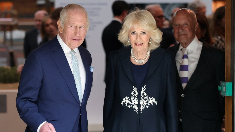 Queen Camilla wears Fiona Clare for a visit to the British Museum to view the final design for the Queen Elizabeth Memorial, on the 100th anniversary of the birth of Queen Elizabeth II on April 21 in London.