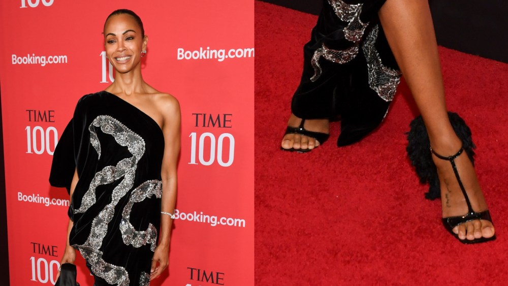 Zoe Saldana at The 2026 TIME100 Gala held at Jazz at Lincoln Center on Thursday in New York, New York.