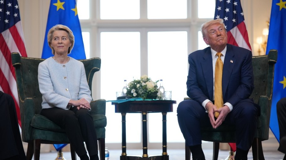 President of the European Commission Ursula von der Leyen met with U.S. President Donald Trump at Trump Turnberry golf club on July 27, 2025 in Turnberry, Scotland.