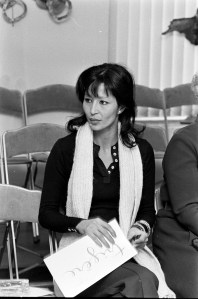 China Machado attends Pauline Trigere's Spring/Summer 1972 ready to wear show in New York.