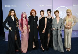 Harvey, Hinata, Juria, Jurin, Chisa, Cocona and Maya of XG at The 52nd American Music Awards held at the MGM Grand Garden Arena on May 25, 2026 in Las Vegas, Nevada.