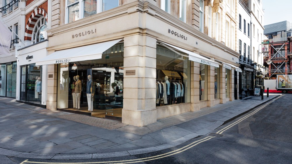 The new Boglioli store on the corner of New Bond Street and Dering Street in London.