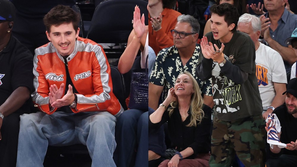 Timothée Chalamet's courtside style.