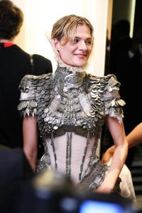 Louisa Jacobson at The Mark Hotel before the 2026 Met Gala: "Costume Art" on May 4, 2026 in New York, New York.