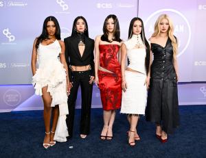 Lara Raj, Sophia Laforteza, Megan Skiendiel, Daniela Avanzini and KATSEYE of KATSEYE at The 52nd American Music Awards held at the MGM Grand Garden Arena on May 25, 2026 in Las Vegas, Nevada.