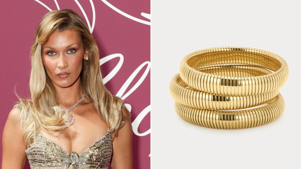 Bella Hadid at The Miracles Gala Presented by Chopard held at La Palestre on May 18, 2026 in La Cannet, France; Luv AJ  Mini Flex Snake Chain Bracelet - Set of 3.