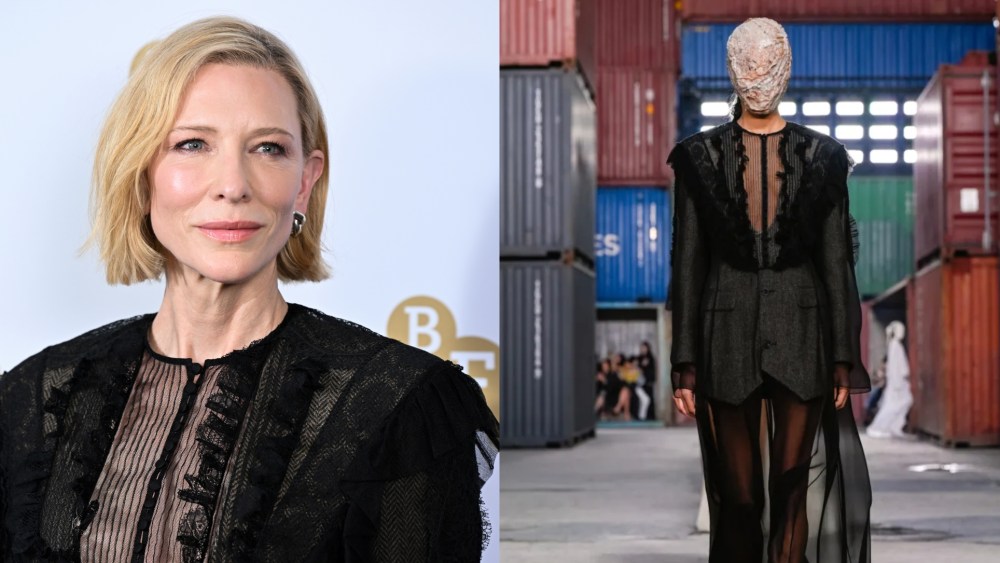 Cate Blanchett wears Maison Margiela fall 2026 ready-to-wear collection at the BFI Fellowship celebration for Guillermo Del Toro on May 6 in London.