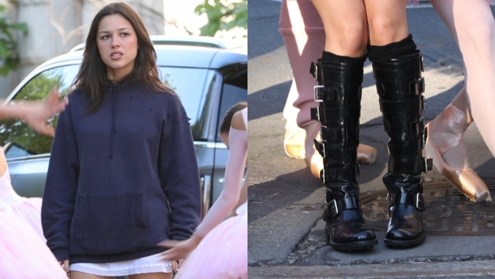 Olivia Rodrigo is seen filming a music video in Uptown, Manhattan on May 26, 2026 in New York City.